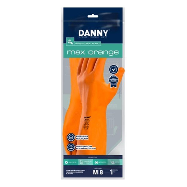 Luva de Látex Reforçada Laranja Max Orange DA208D CA 11286 Danny